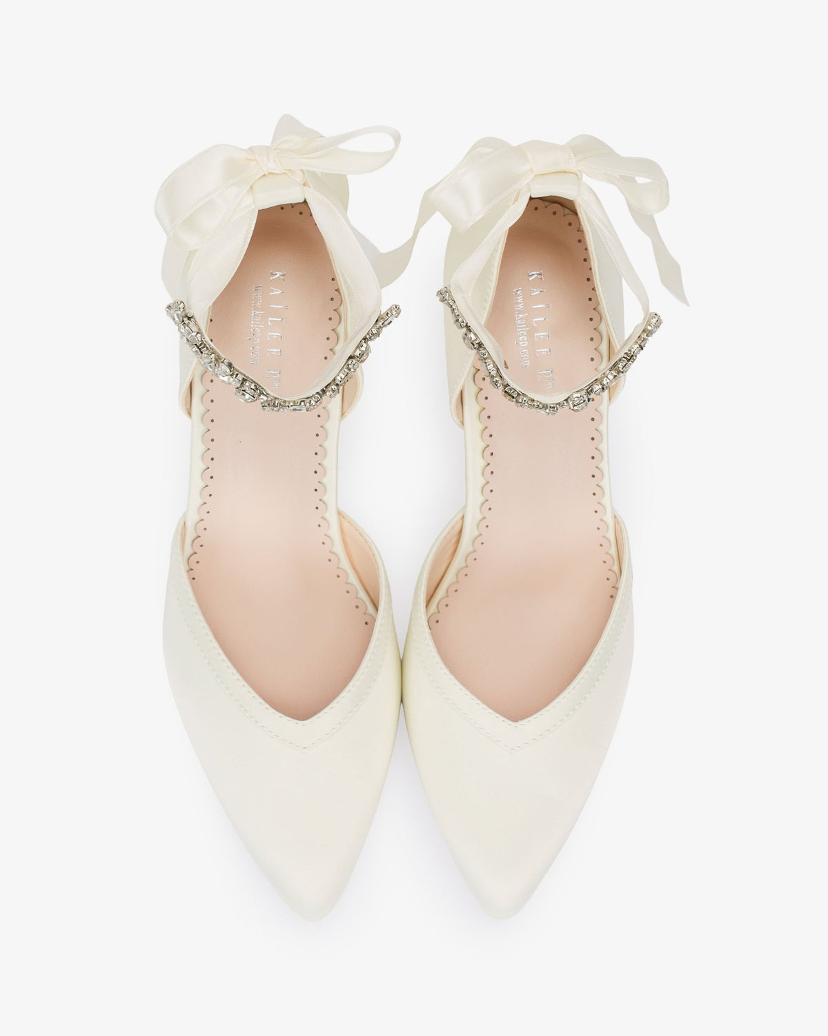 Satin Block Heels Wedding Shoes with Floral Rhinestones Ankle Strap - Luzilly Bridal & Apparel