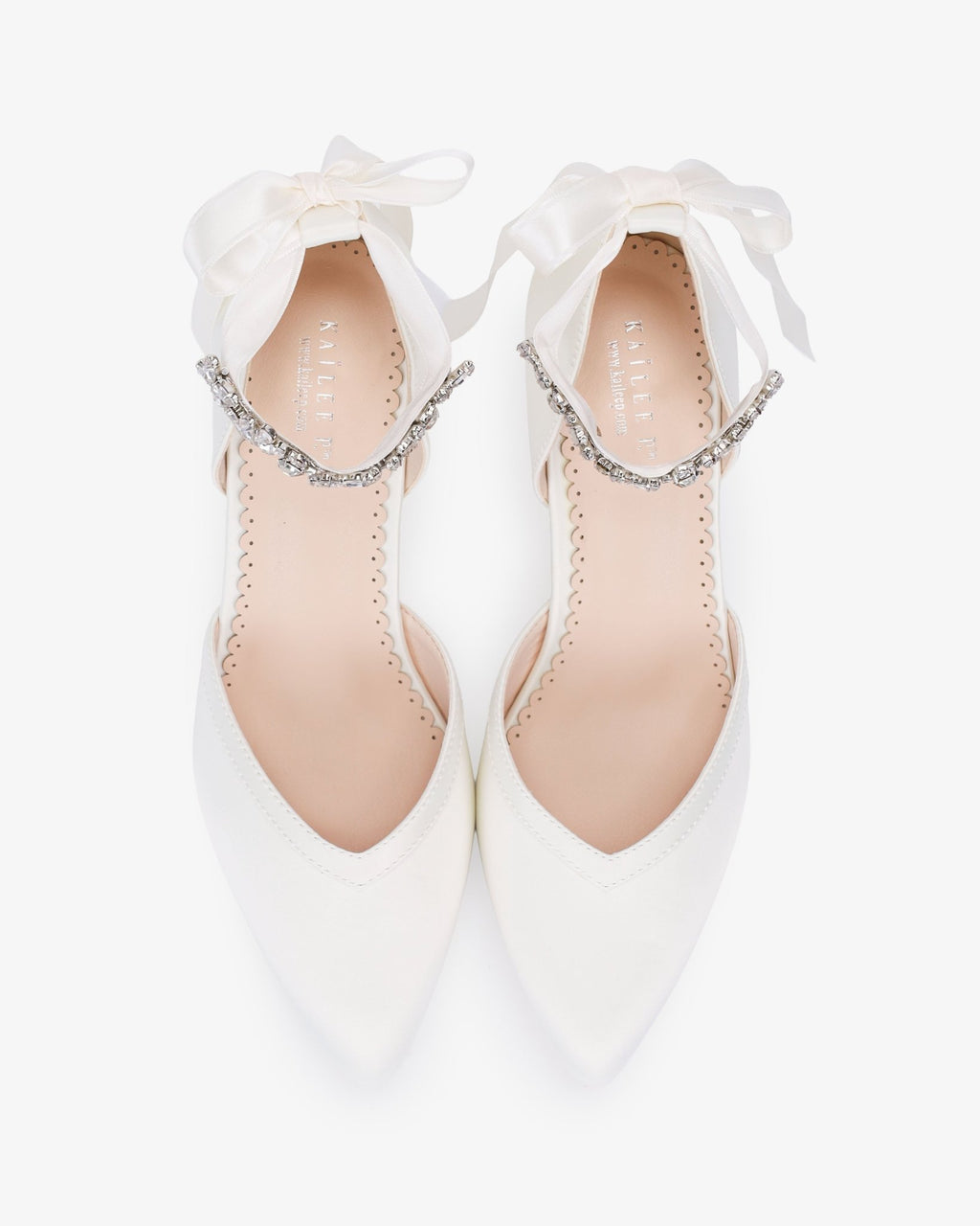 Satin Block Heels Wedding Shoes with Floral Rhinestones Ankle Strap - Luzilly Bridal & Apparel
