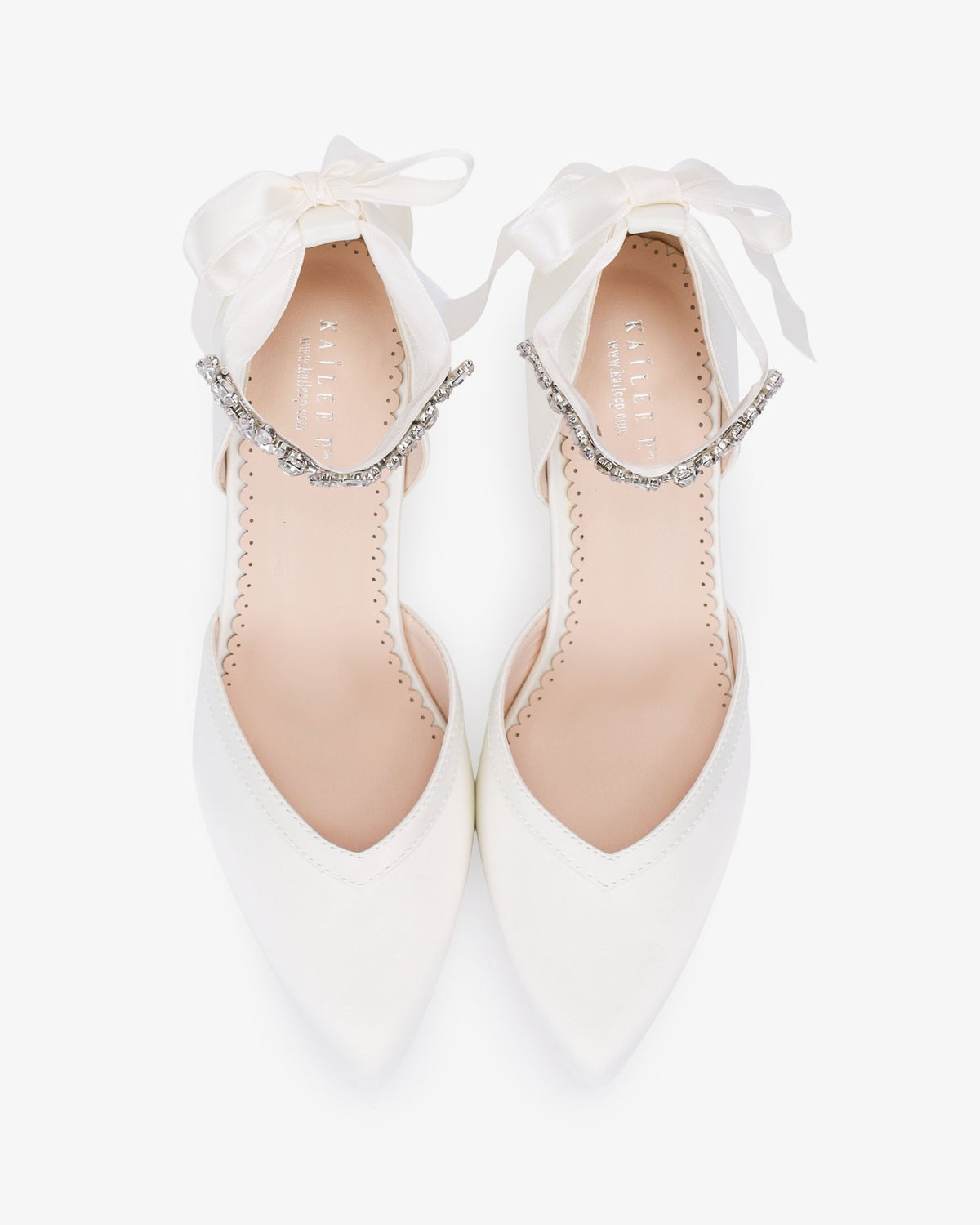 Satin Block Heels Wedding Shoes with Floral Rhinestones Ankle Strap - Luzilly Bridal & Apparel