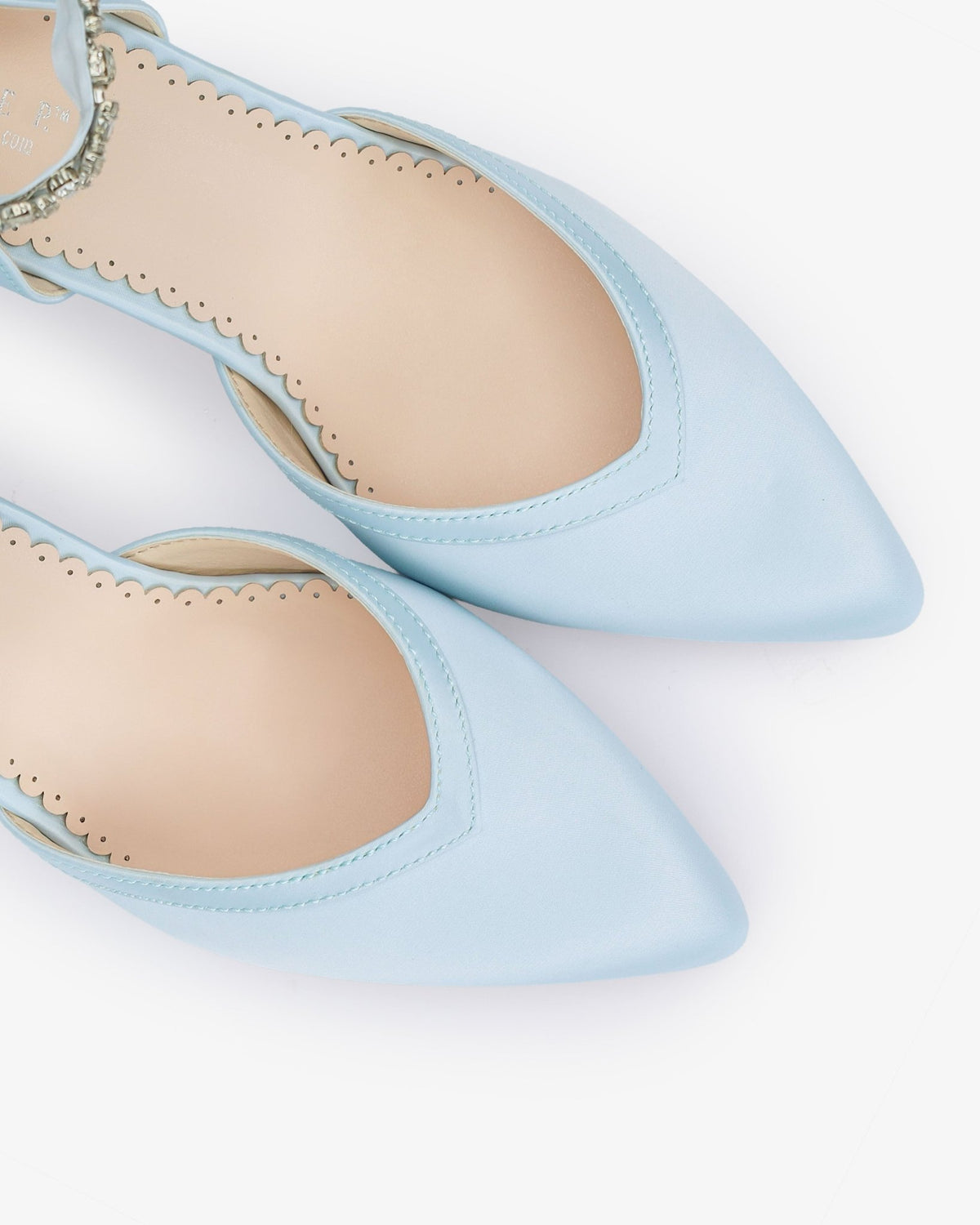 Satin Block Heels Wedding Shoes with Floral Rhinestones Ankle Strap - Luzilly Bridal & Apparel