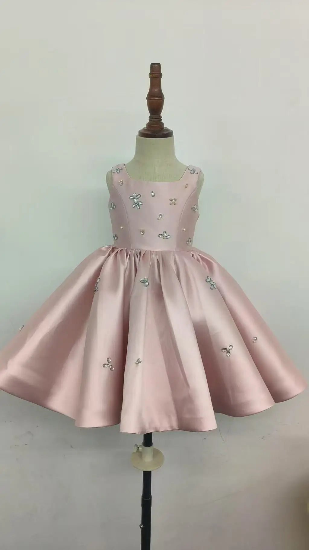 Satin Crystal & Pearl Flower Girl Ball Gown - Luzilly Bridal & Apparel