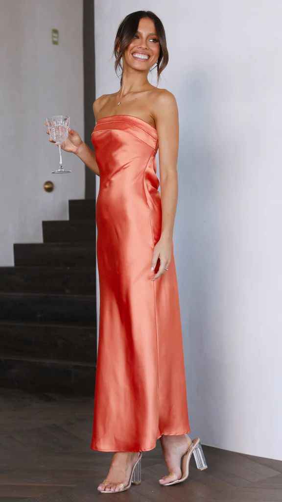 Satin Halter Backless Slit Midi Dress - Print High Neck Elastic Waist Wedding Guest Dress - Luzilly Bridal & Apparel