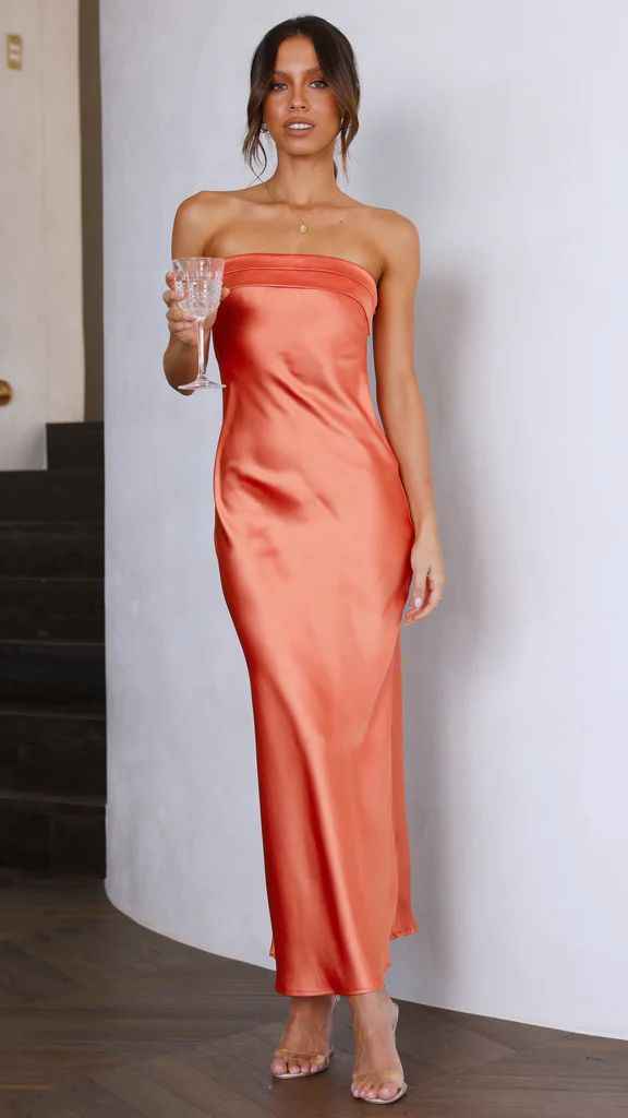 Satin Halter Backless Slit Midi Dress - Print High Neck Elastic Waist Wedding Guest Dress - Luzilly Bridal & Apparel