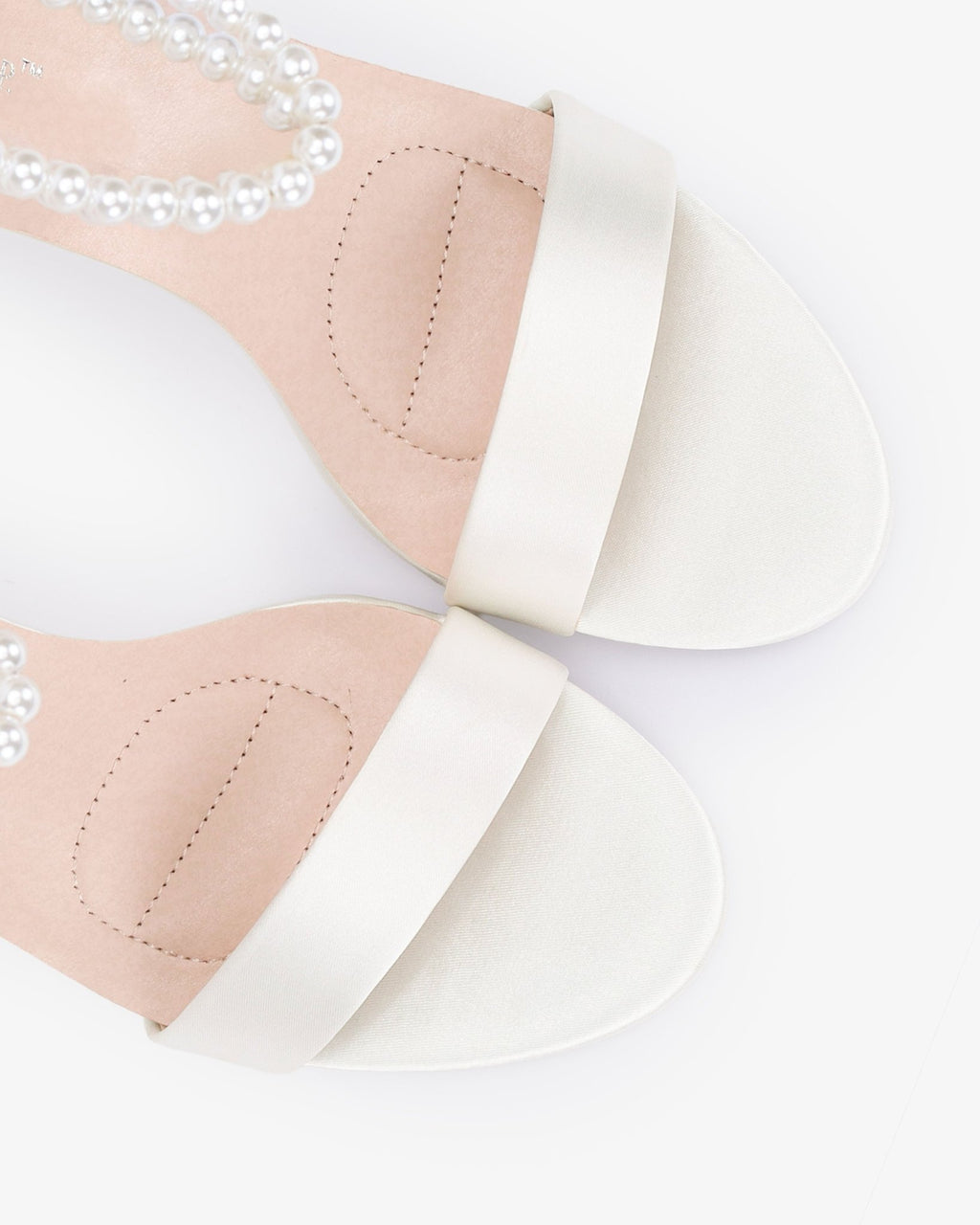 Satin High Heel Wedding Sandals with Double Pearls Ankle Strap - Luzilly Bridal & Apparel