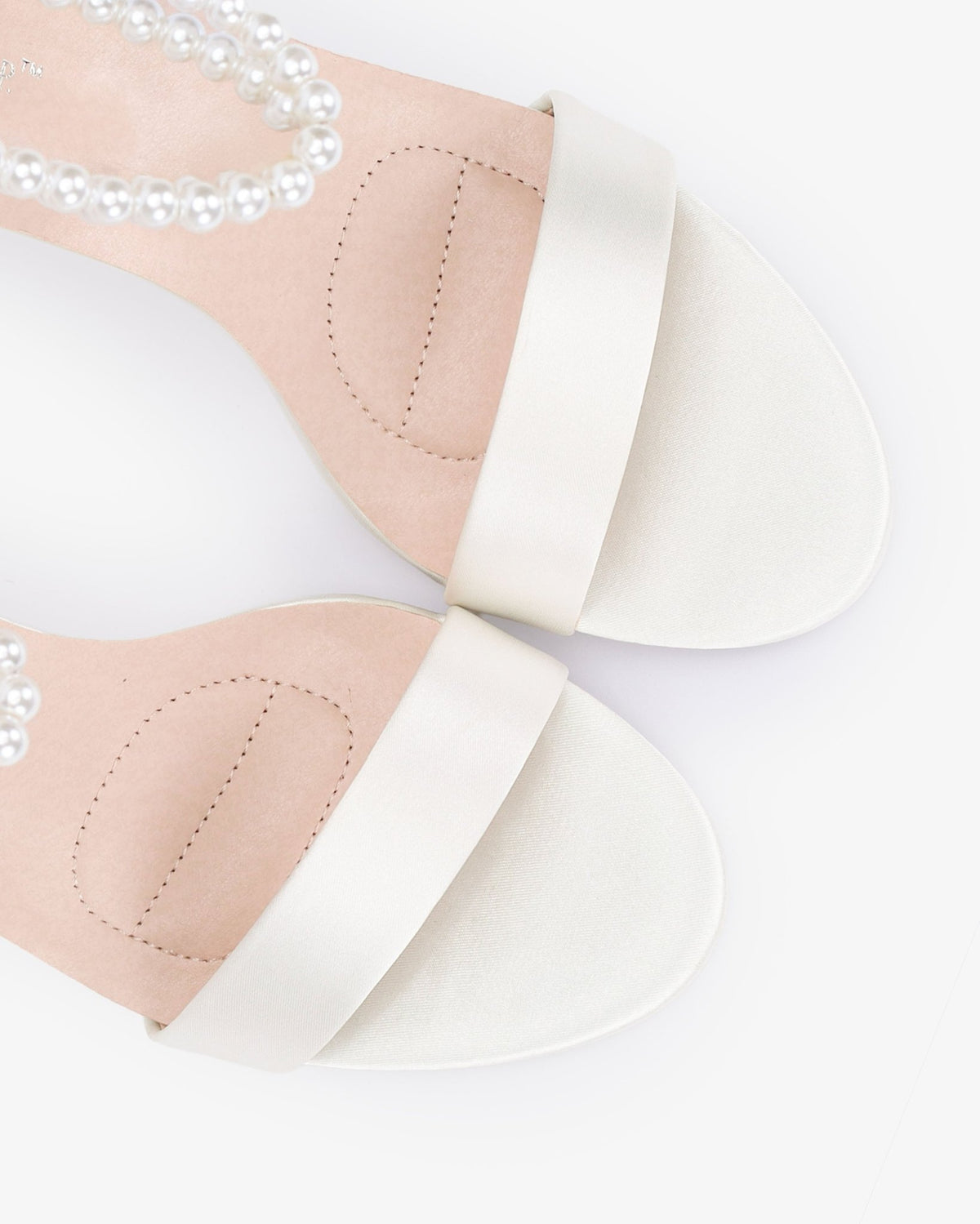 Satin High Heel Wedding Sandals with Double Pearls Ankle Strap - Luzilly Bridal & Apparel