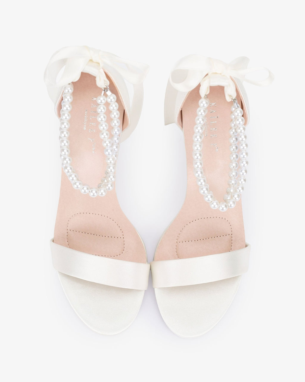 Satin High Heel Wedding Sandals with Double Pearls Ankle Strap - Luzilly Bridal & Apparel