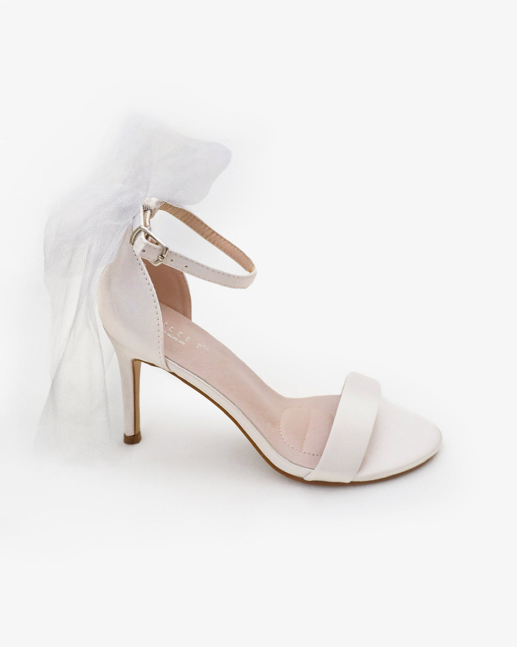 Satin High Heel Wedding Sandals with Tulle Back Bow - Luzilly Bridal & Apparel