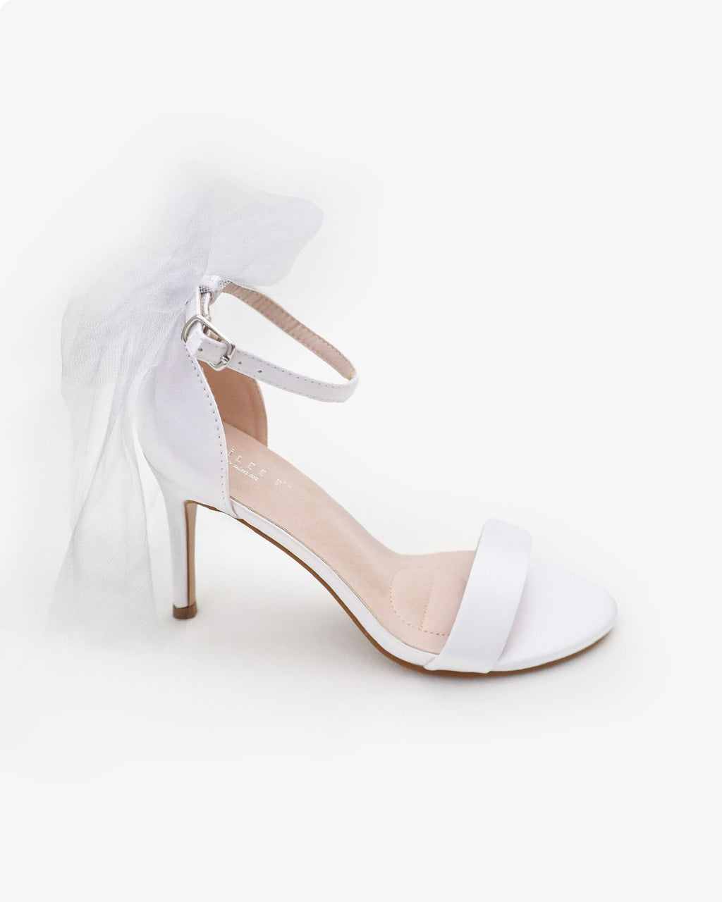 Satin High Heel Wedding Sandals with Tulle Back Bow - Luzilly Bridal & Apparel