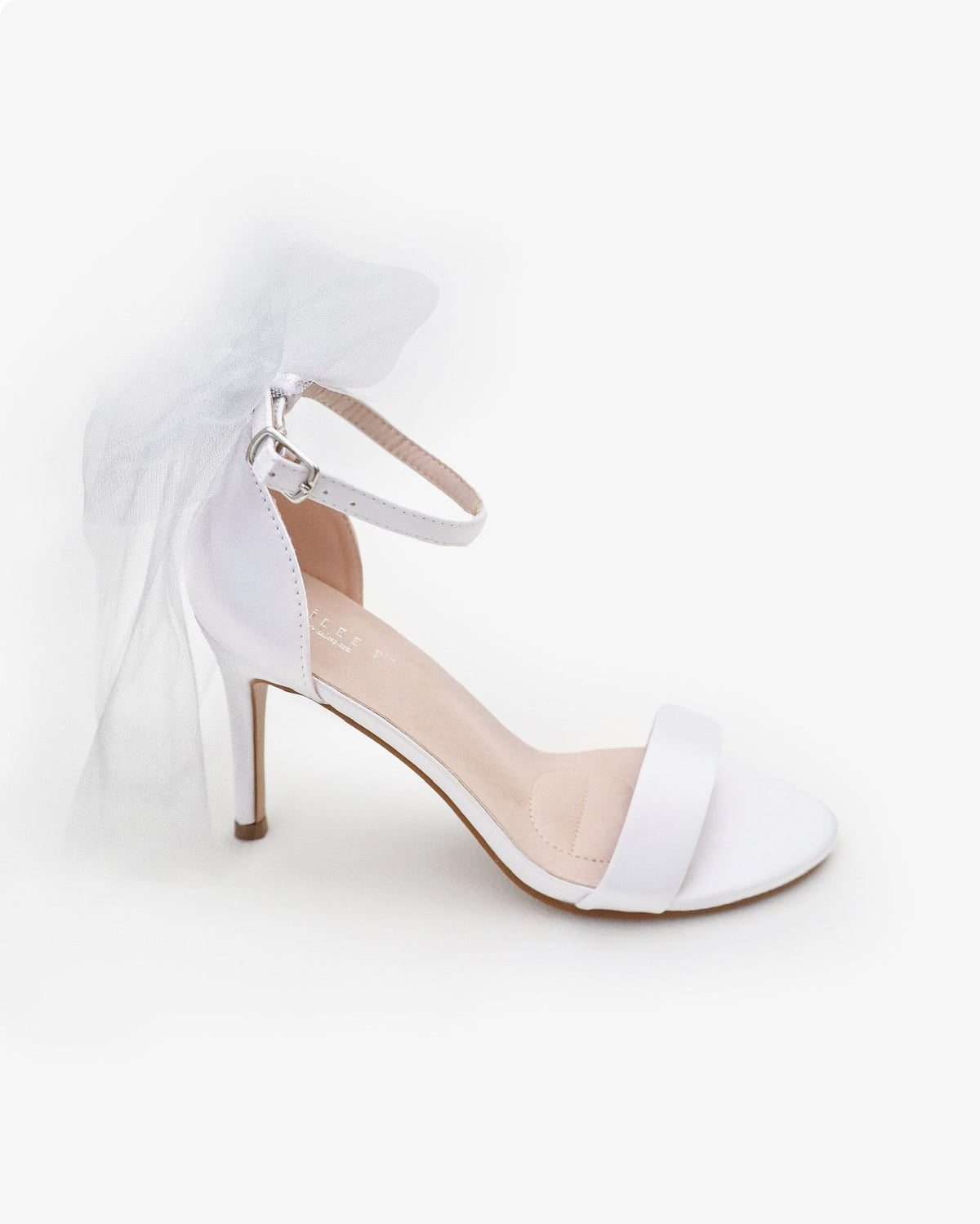Satin High Heel Wedding Sandals with Tulle Back Bow - Luzilly Bridal & Apparel