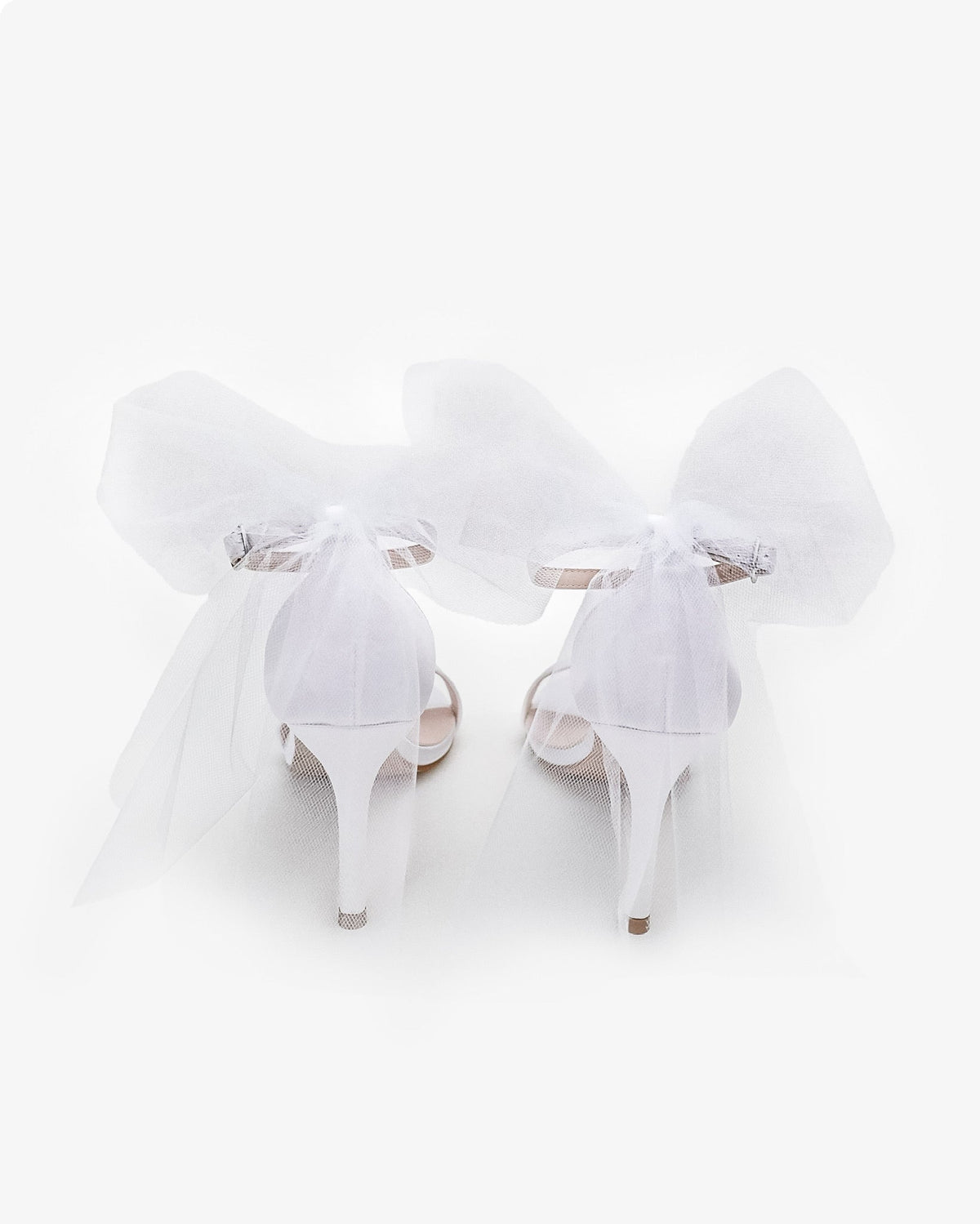 Satin High Heel Wedding Sandals with Tulle Back Bow - Luzilly Bridal & Apparel