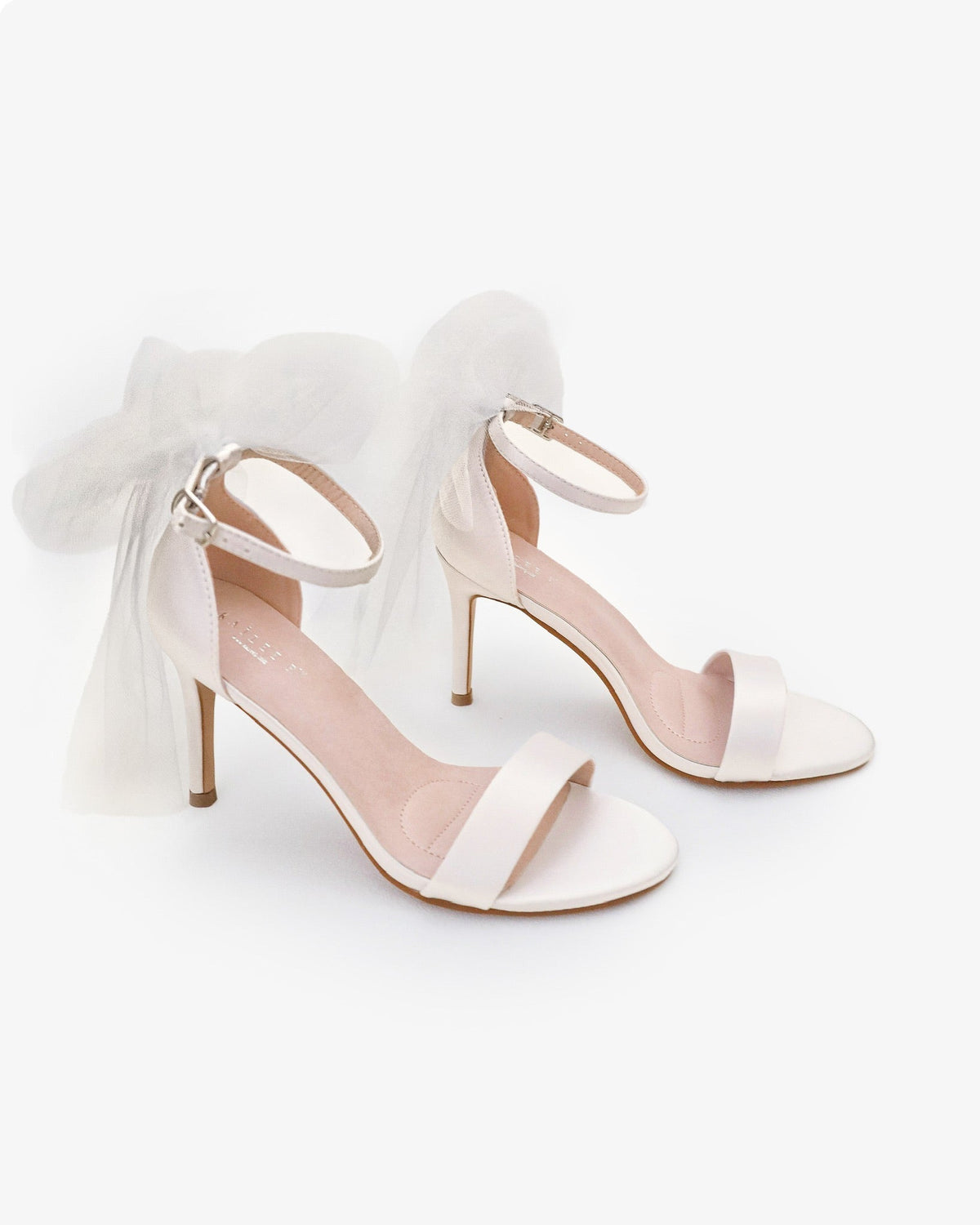 Satin High Heel Wedding Sandals with Tulle Back Bow - Luzilly Bridal & Apparel