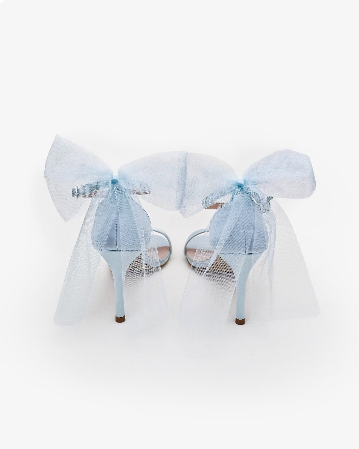 Satin High Heel Wedding Sandals with Tulle Back Bow - Luzilly Bridal & Apparel