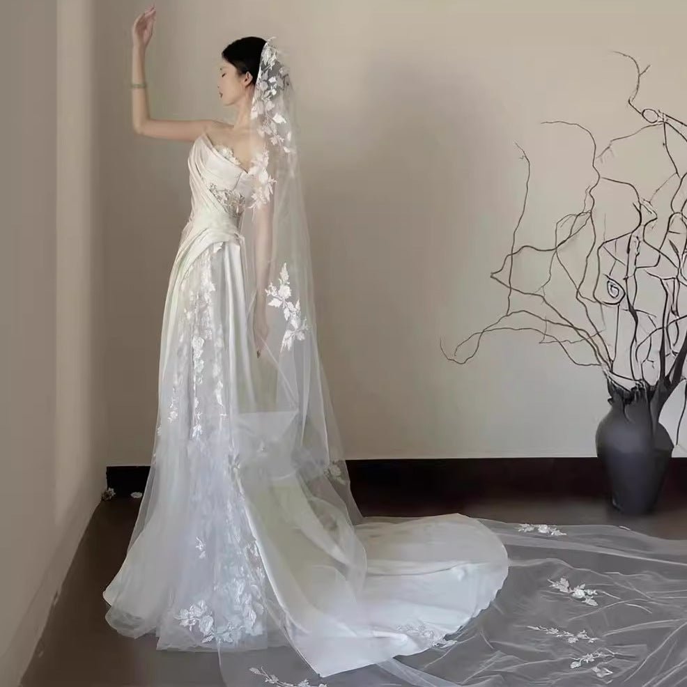Fishtail Wedding Dress with Shoulder Straps - Luzilly Bridal & Apparel