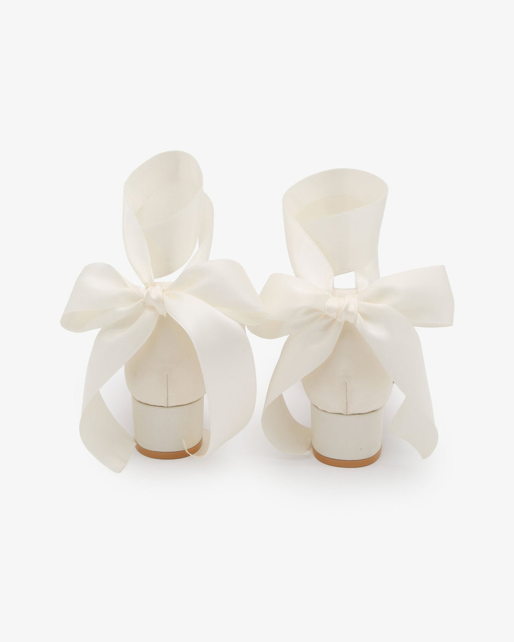 Satin Pointy Toe Low Block Heels Wedding Shoes with Wrapped Ribbon Tie - Luzilly Bridal & Apparel