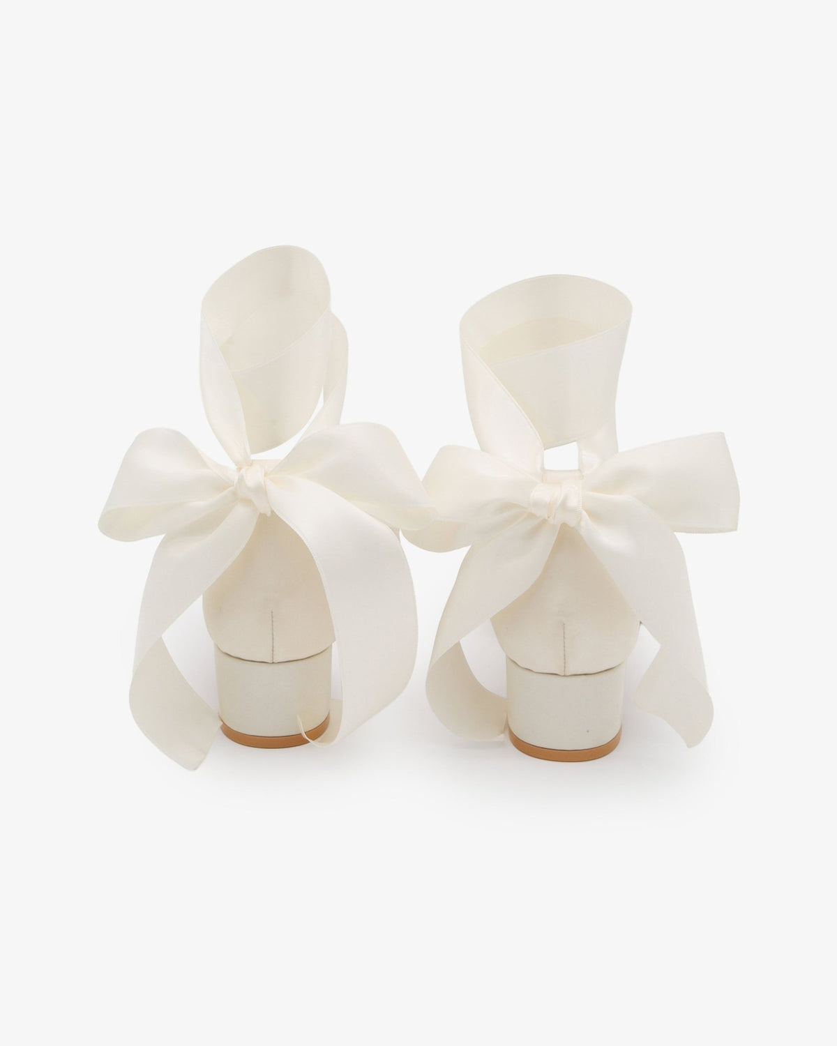 Satin Pointy Toe Low Block Heels Wedding Shoes with Wrapped Ribbon Tie - Luzilly Bridal & Apparel