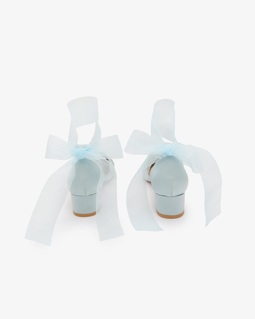 Satin Pointy Toe Low Block Heels Wedding Shoes with Wrapped Ribbon Tie - Luzilly Bridal & Apparel