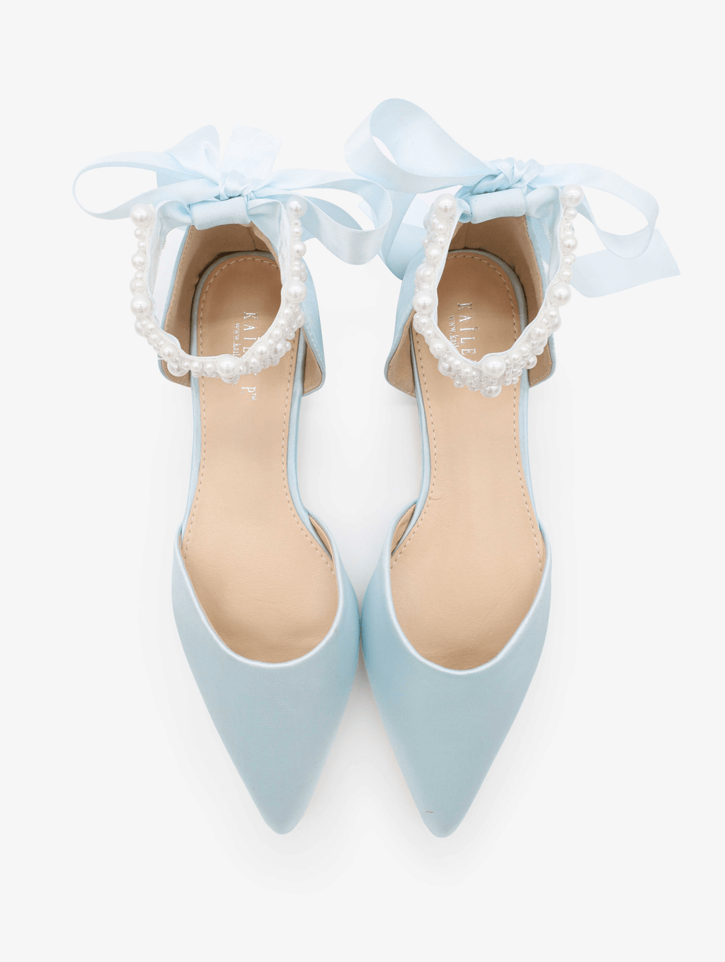 Satin Pointy Toe Wedding Flats with Perla Ankle Strap - Luzilly Bridal & Apparel