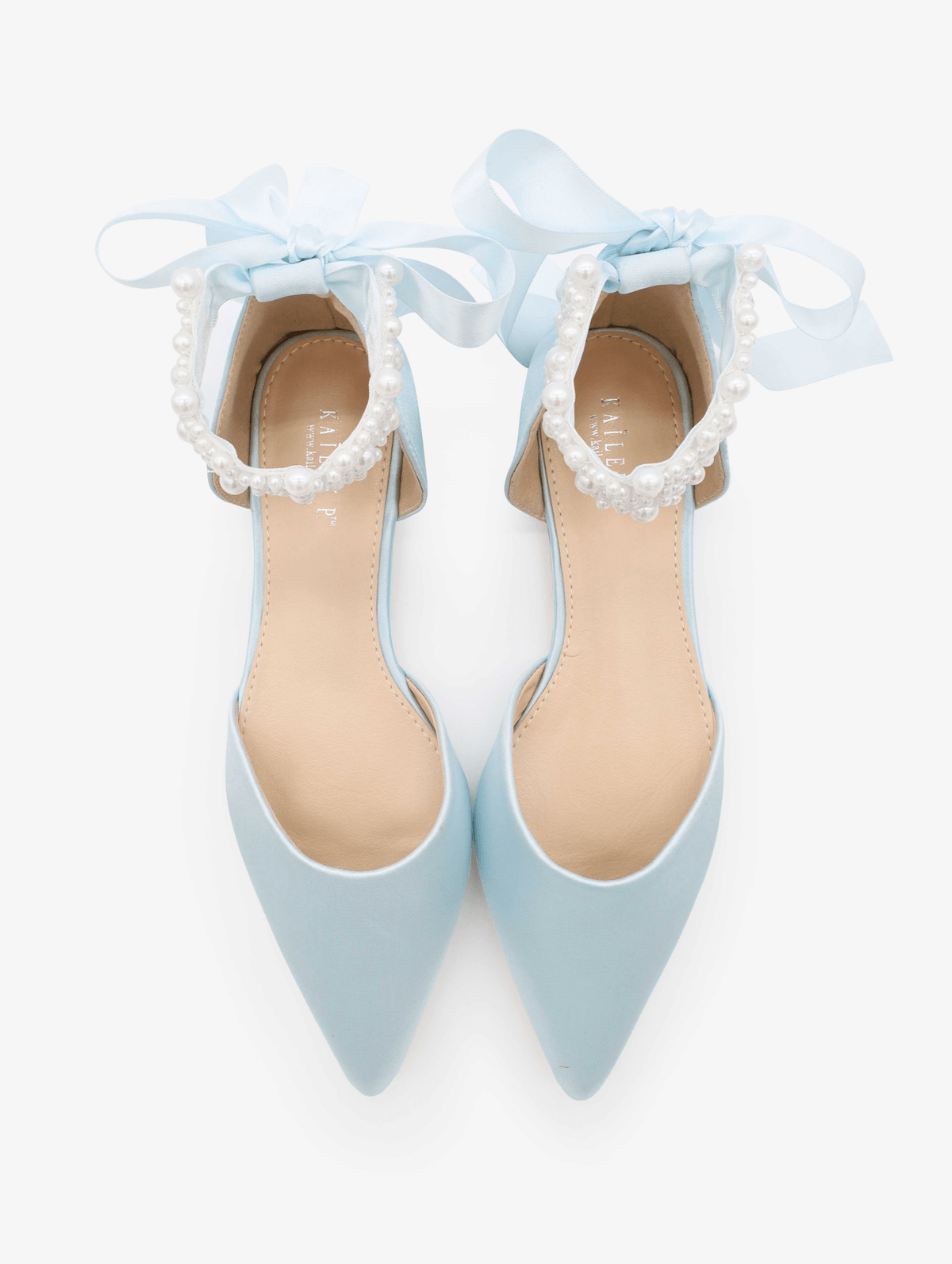 Satin Pointy Toe Wedding Flats with Perla Ankle Strap - Luzilly Bridal & Apparel