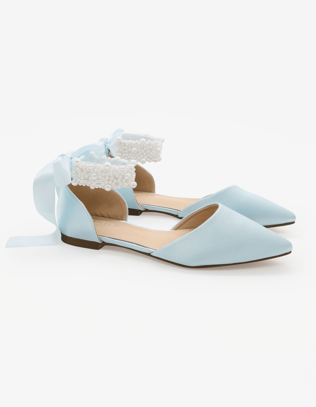 Satin Pointy Toe Wedding Flats with Perla Ankle Strap - Luzilly Bridal & Apparel