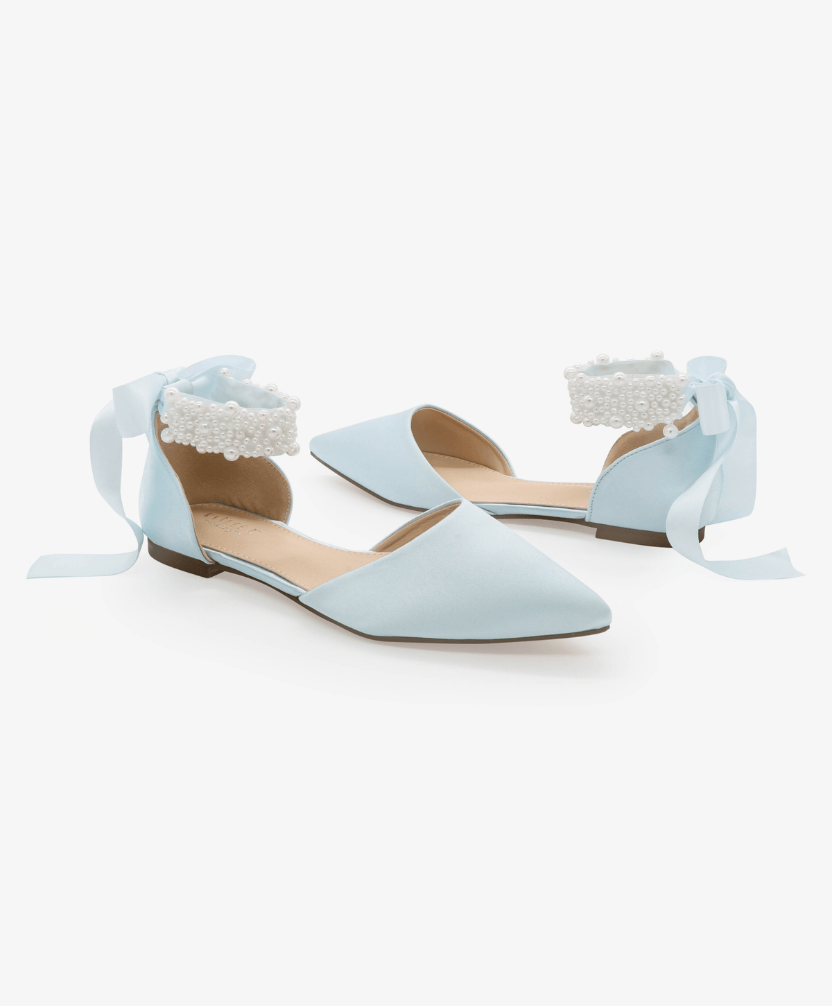 Satin Pointy Toe Wedding Flats with Perla Ankle Strap - Luzilly Bridal & Apparel