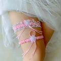 Satin Sash Flower and Pearl Bridal Garter Set - Luzilly Bridal & Apparel
