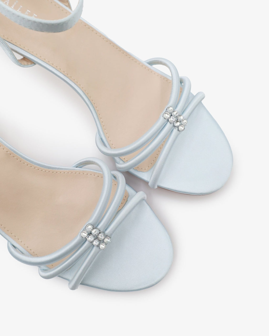 Satin Strappy Kitten Heel Wedding Sandals with Rhinestones - Luzilly Bridal & Apparel