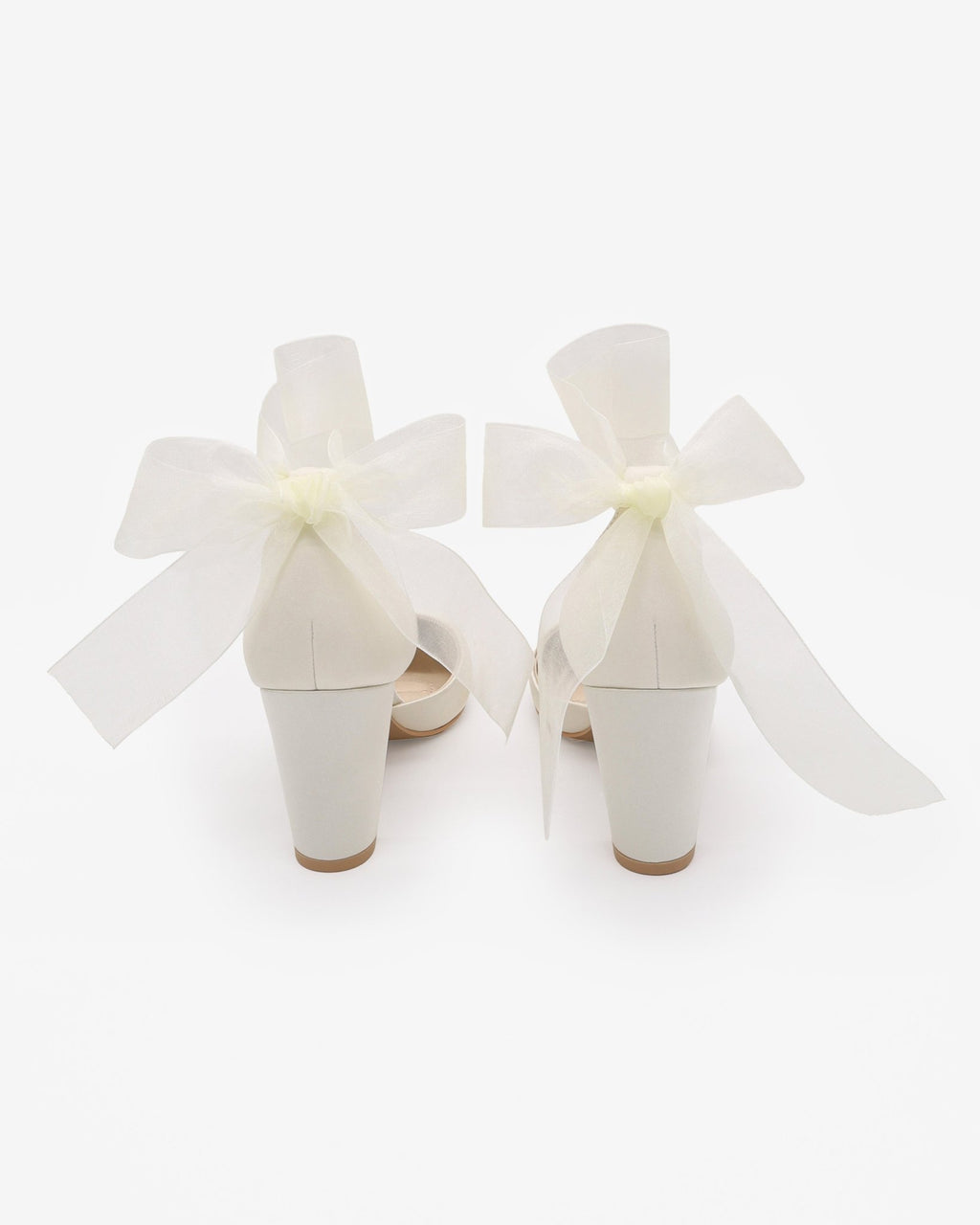 Satin Wedding Block Heel with Wrapped Ankle Tie - Luzilly Bridal & Apparel