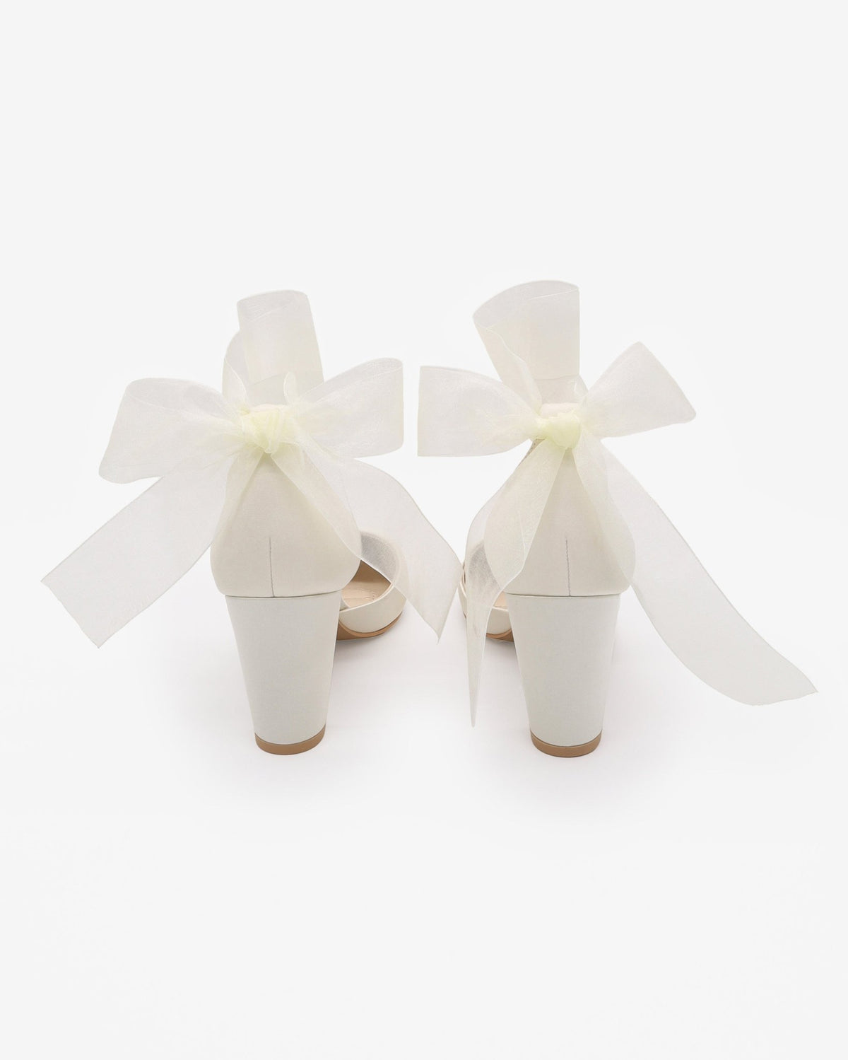 Satin Wedding Block Heel with Wrapped Ankle Tie - Luzilly Bridal & Apparel