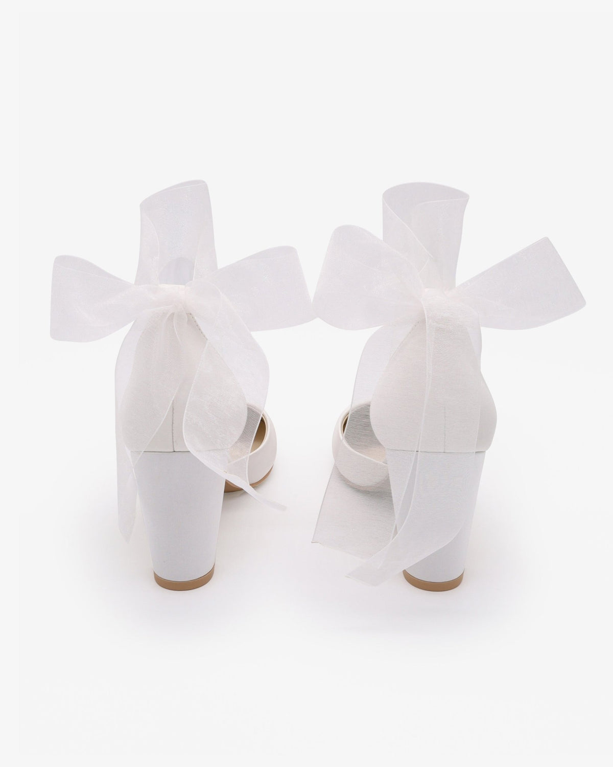 Satin Wedding Block Heel with Wrapped Ankle Tie - Luzilly Bridal & Apparel