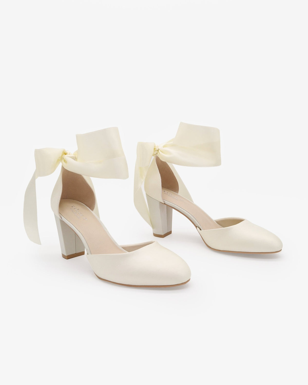 Satin Wedding Block Heel with Wrapped Ankle Tie - Luzilly Bridal & Apparel