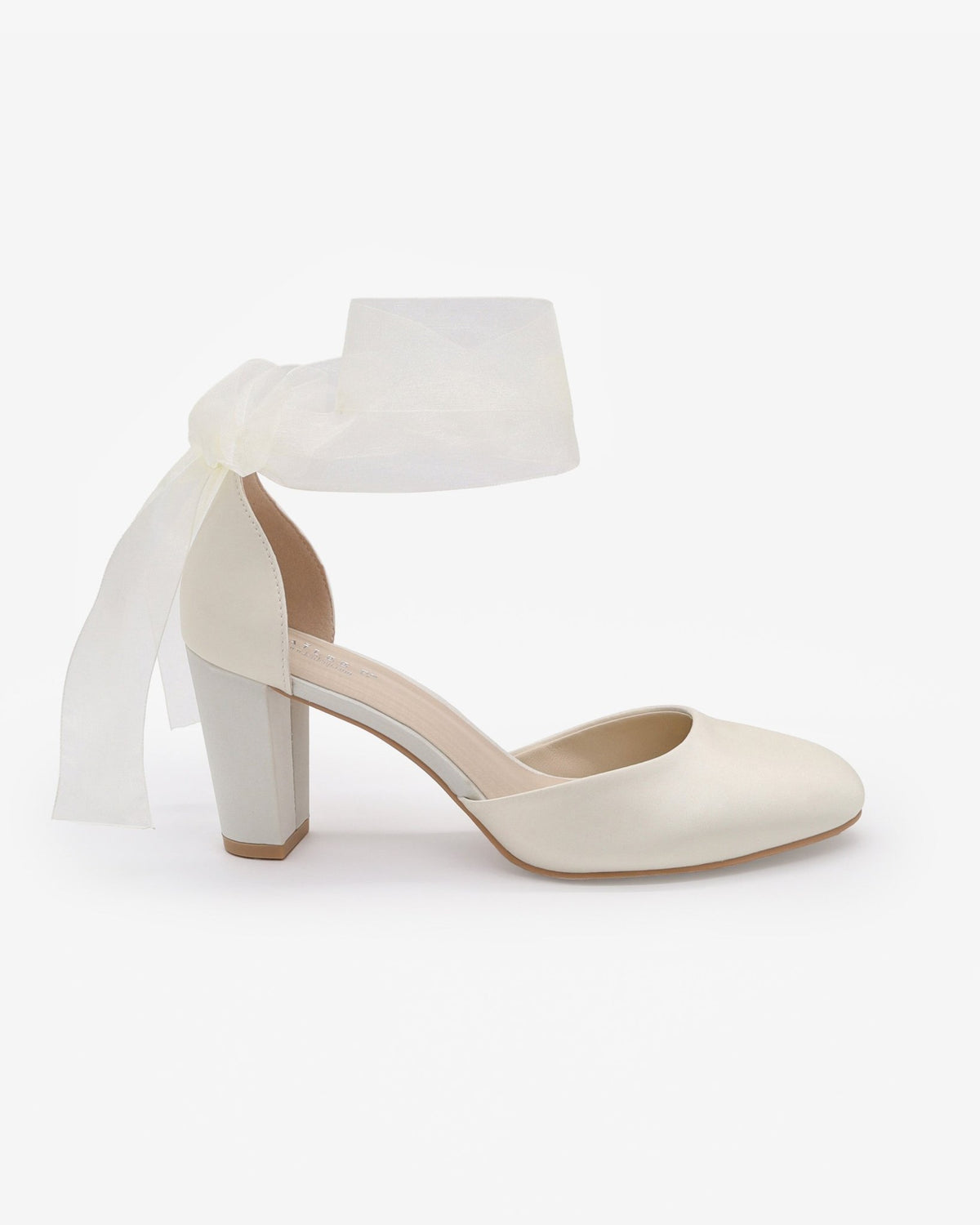 Satin Wedding Block Heel with Wrapped Ankle Tie - Luzilly Bridal & Apparel