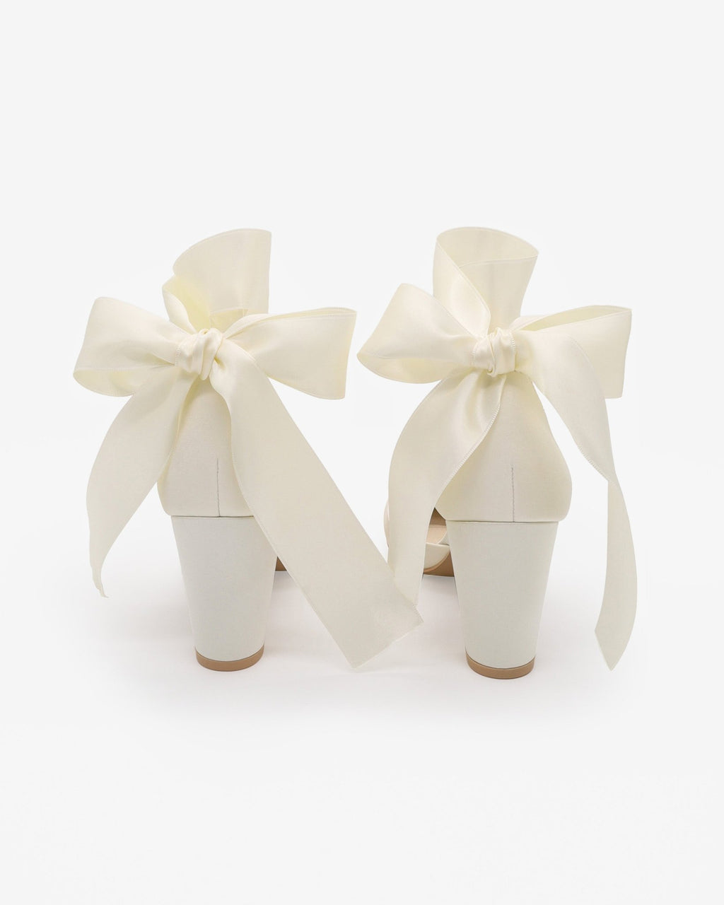 Satin Wedding Block Heel with Wrapped Ankle Tie - Luzilly Bridal & Apparel