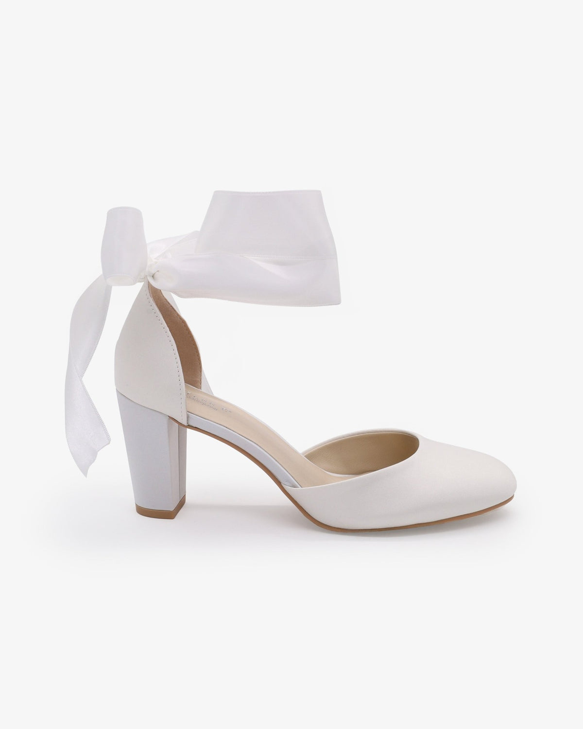 Satin Wedding Block Heel with Wrapped Ankle Tie - Luzilly Bridal & Apparel