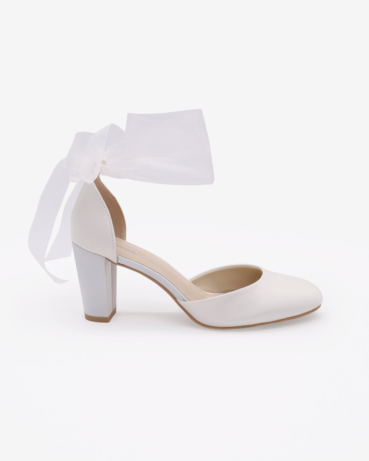 Satin Wedding Block Heel with Wrapped Ankle Tie - Luzilly Bridal & Apparel
