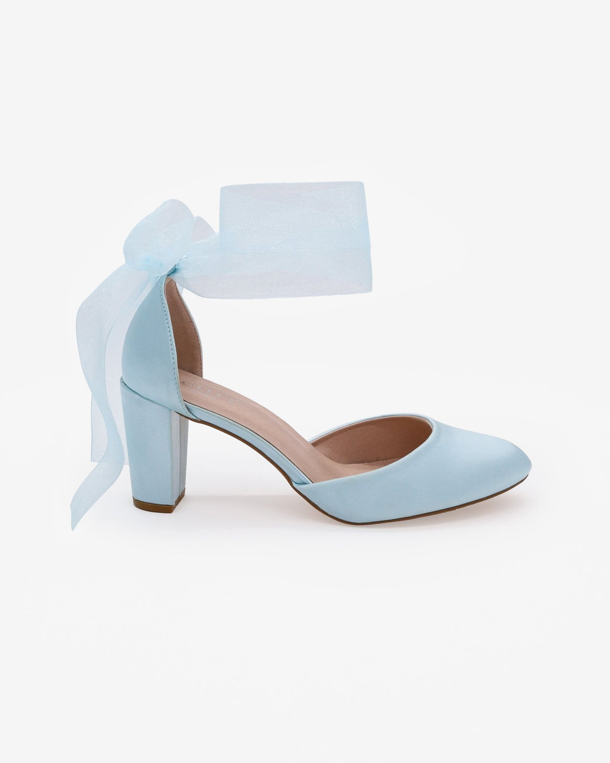 Satin Wedding Block Heel with Wrapped Satin Tie - Luzilly Bridal & Apparel