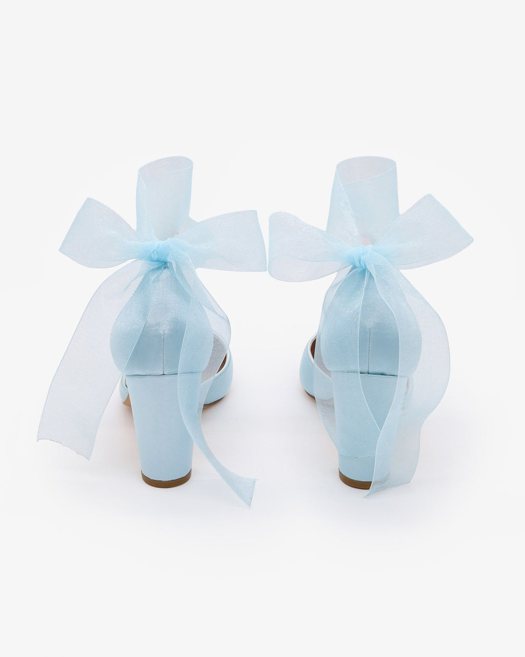 Satin Wedding Block Heel with Wrapped Satin Tie - Luzilly Bridal & Apparel