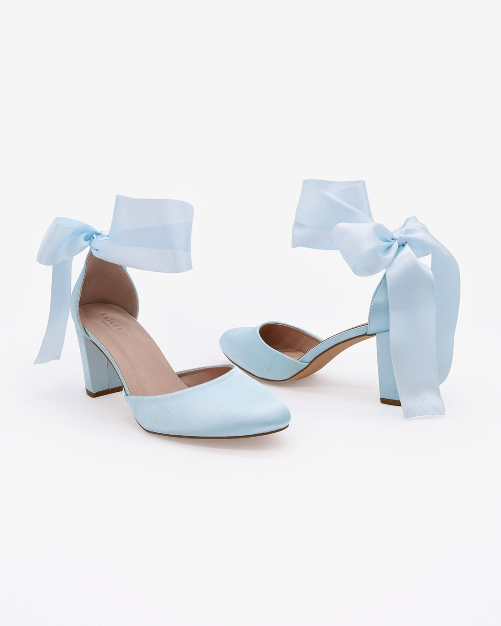 Satin Wedding Block Heel with Wrapped Satin Tie - Luzilly Bridal & Apparel