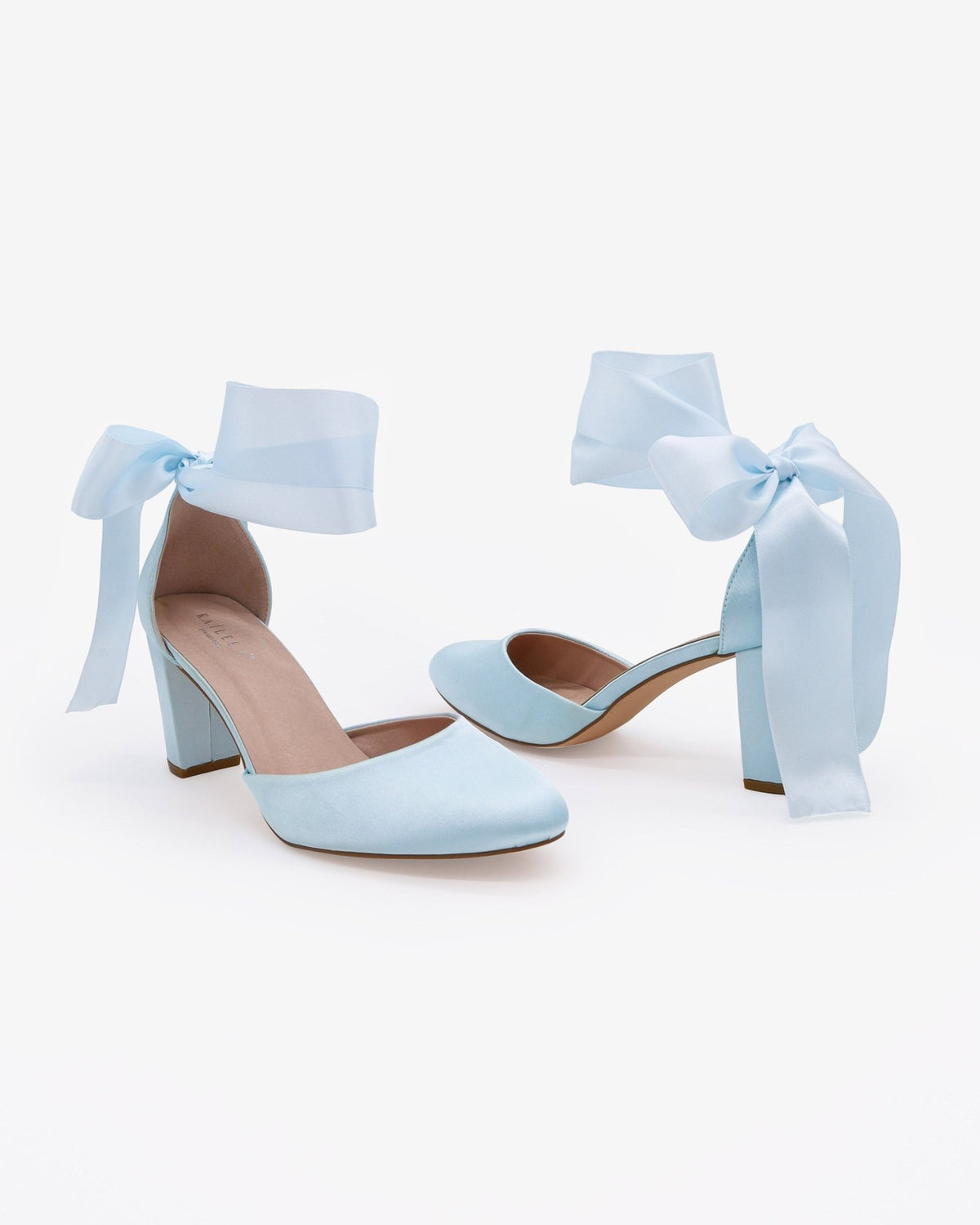 Satin Wedding Block Heel with Wrapped Satin Tie - Luzilly Bridal & Apparel