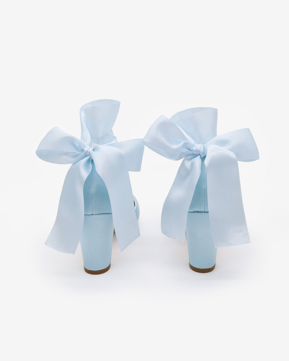 Satin Wedding Block Heel with Wrapped Satin Tie - Luzilly Bridal & Apparel
