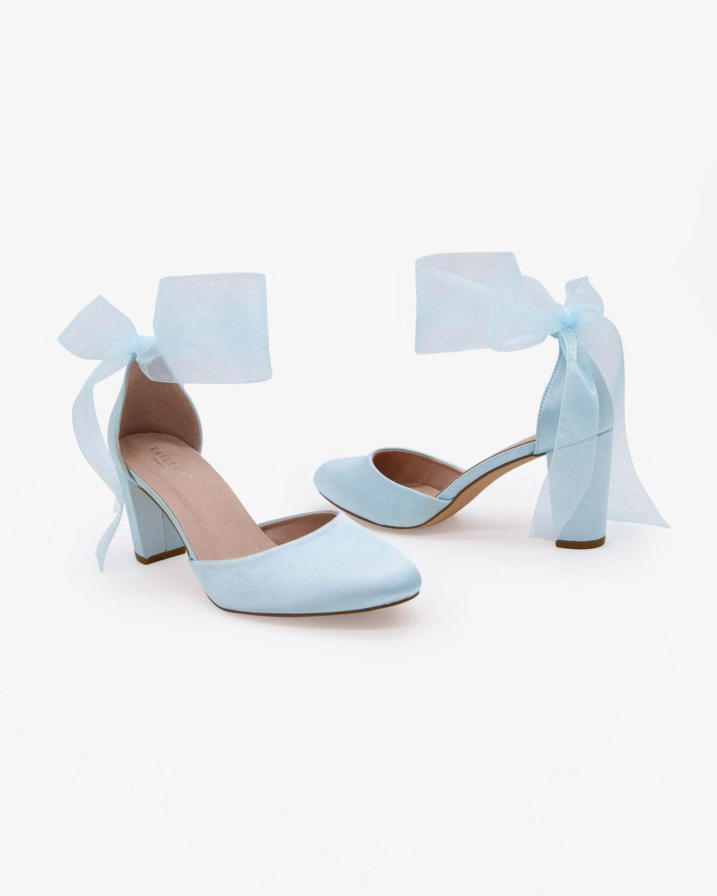 Satin Wedding Block Heel with Wrapped Satin Tie - Luzilly Bridal & Apparel