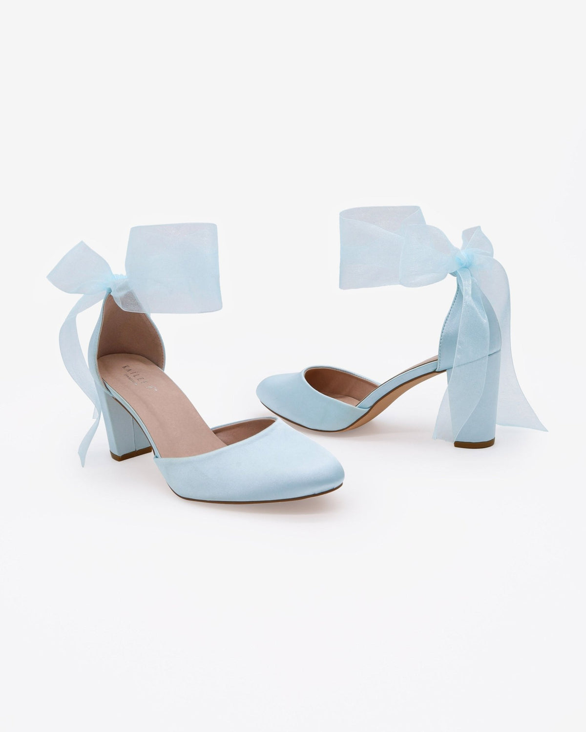 Satin Wedding Block Heel with Wrapped Satin Tie - Luzilly Bridal & Apparel