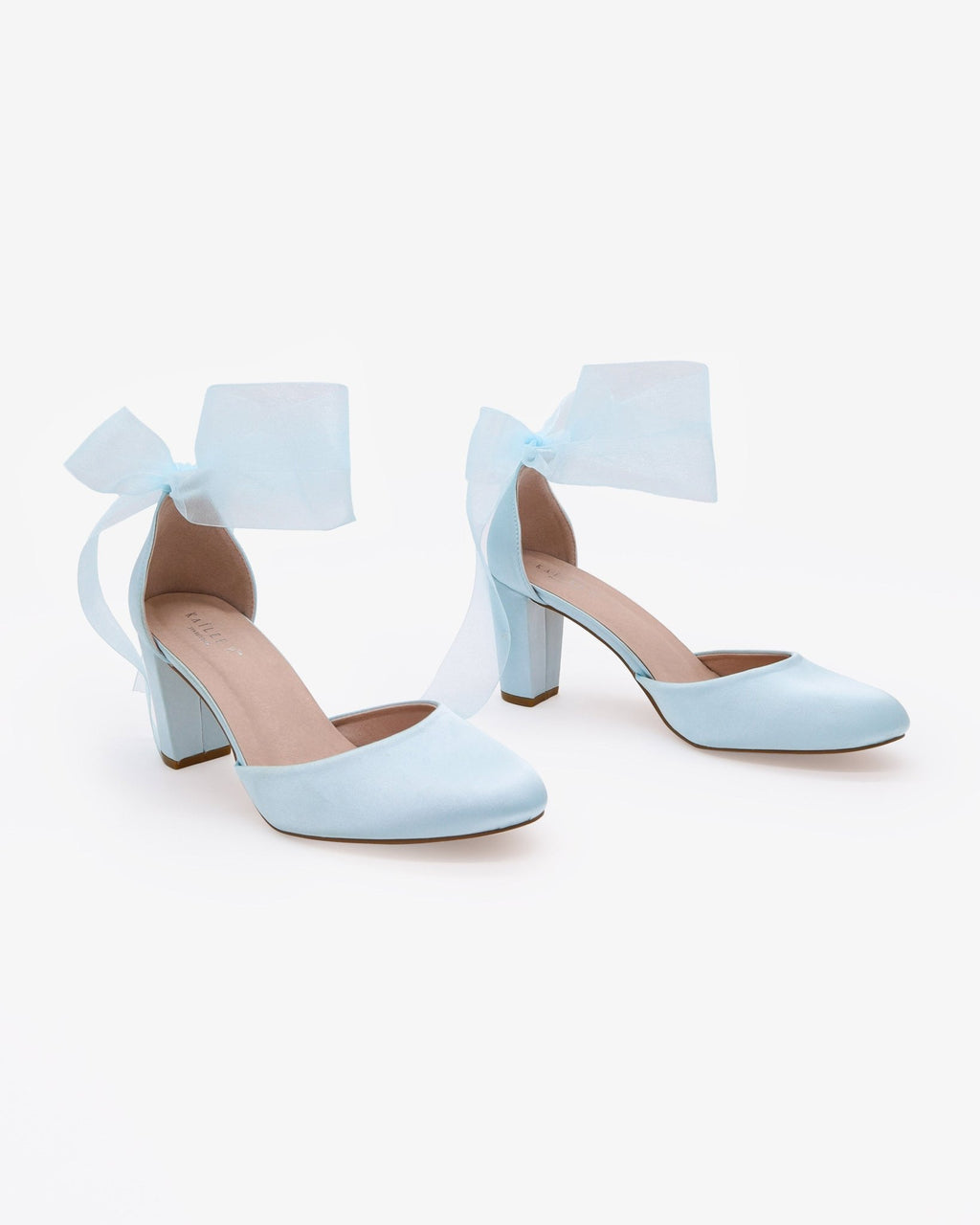 Satin Wedding Block Heel with Wrapped Satin Tie - Luzilly Bridal & Apparel