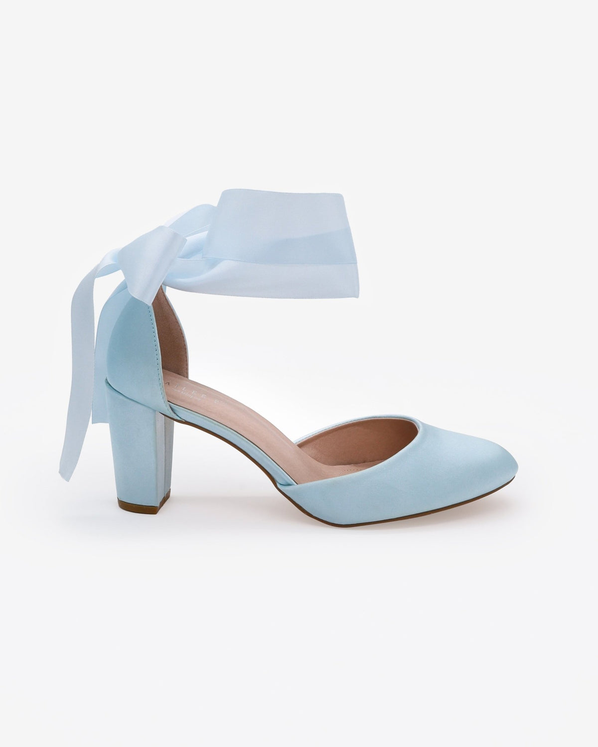 Satin Wedding Block Heel with Wrapped Satin Tie - Luzilly Bridal & Apparel