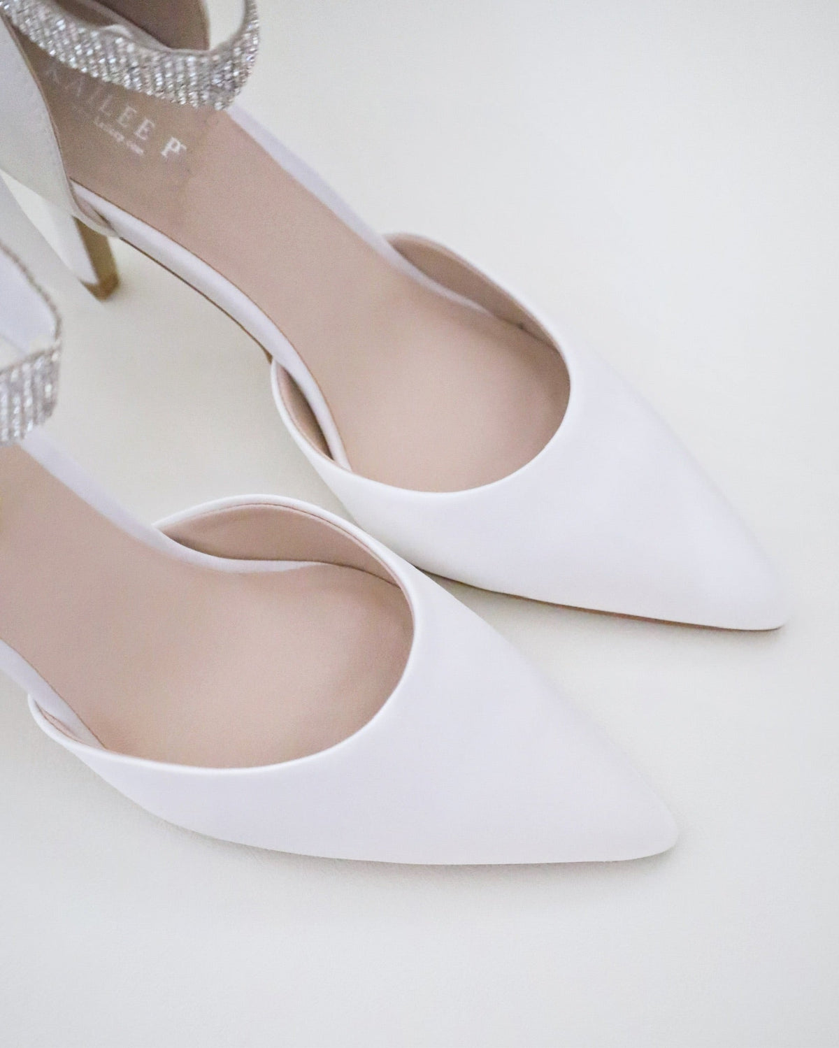 Satin Wedding Heels with Rhinestones Strap - Luzilly Bridal & Apparel