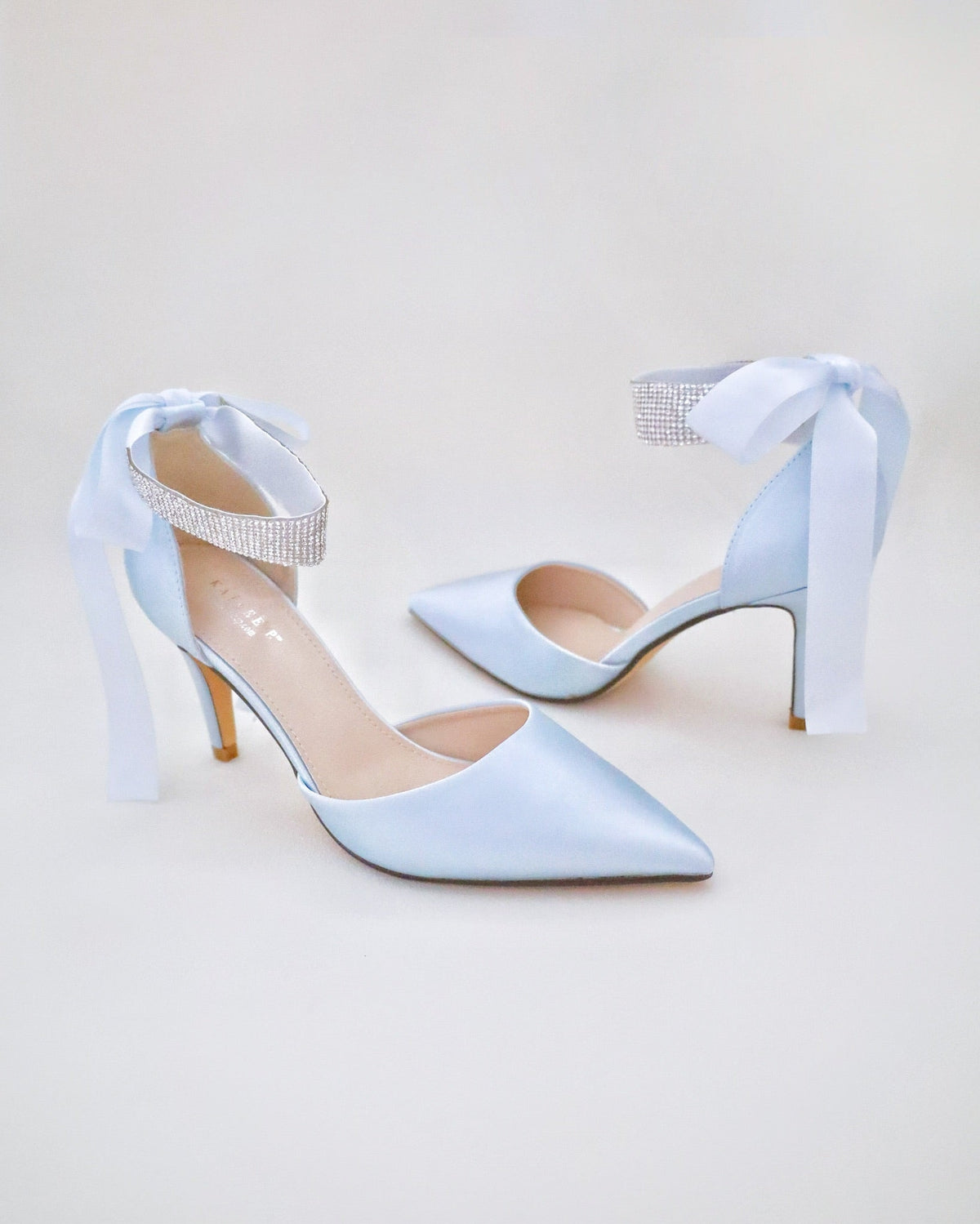Satin Wedding Heels with Rhinestones Strap - Luzilly Bridal & Apparel