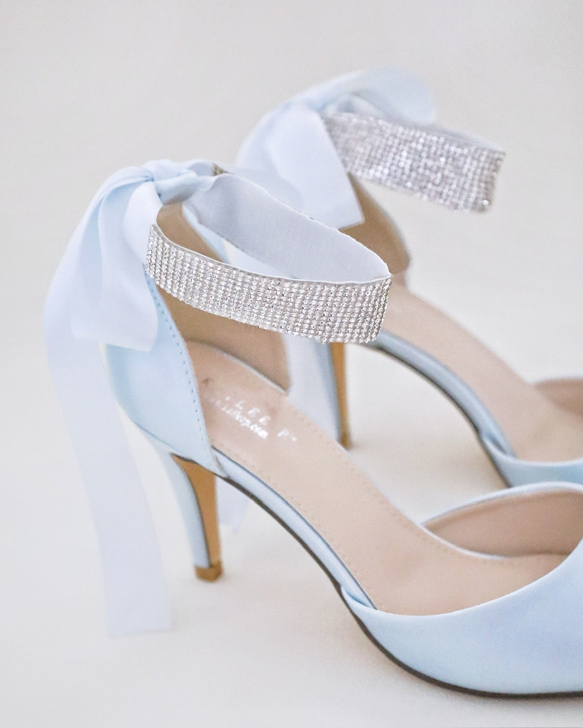 Satin Wedding Heels with Rhinestones Strap - Luzilly Bridal & Apparel