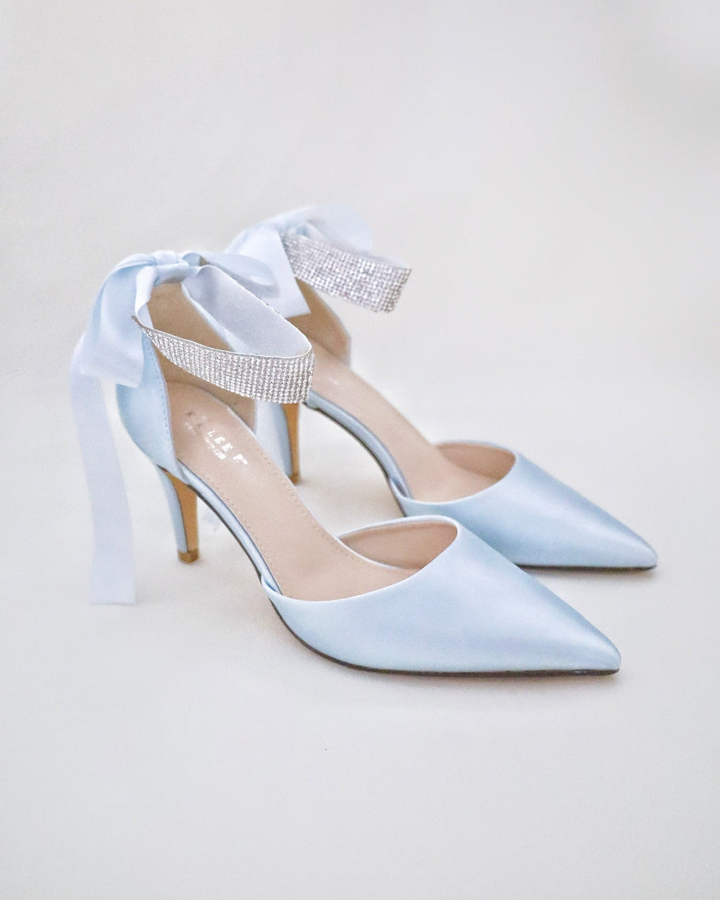 Satin Wedding Heels with Rhinestones Strap - Luzilly Bridal & Apparel