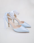 Satin Wedding Heels with Rhinestones Strap - Luzilly Bridal & Apparel