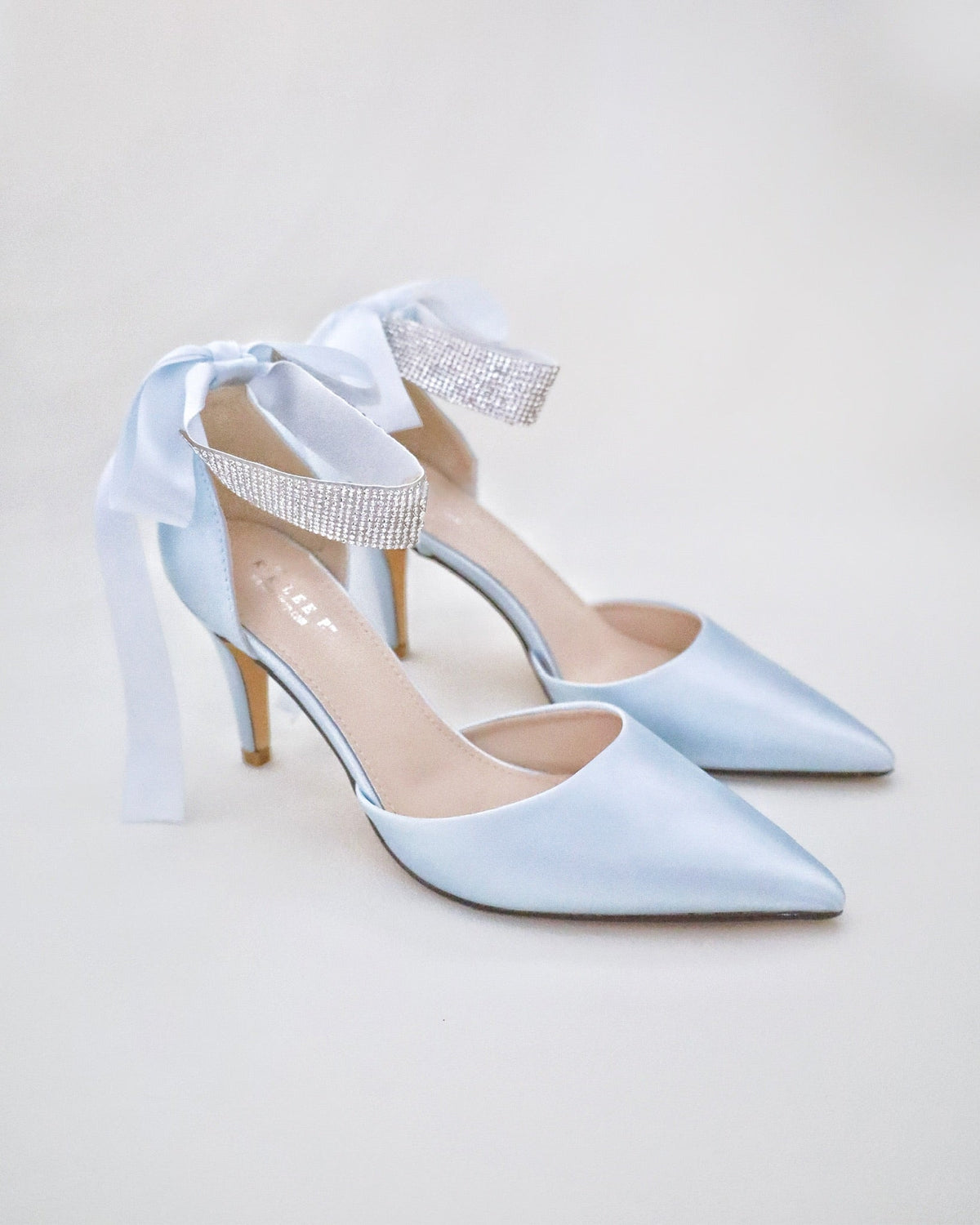 Satin Wedding Heels with Rhinestones Strap - Luzilly Bridal & Apparel