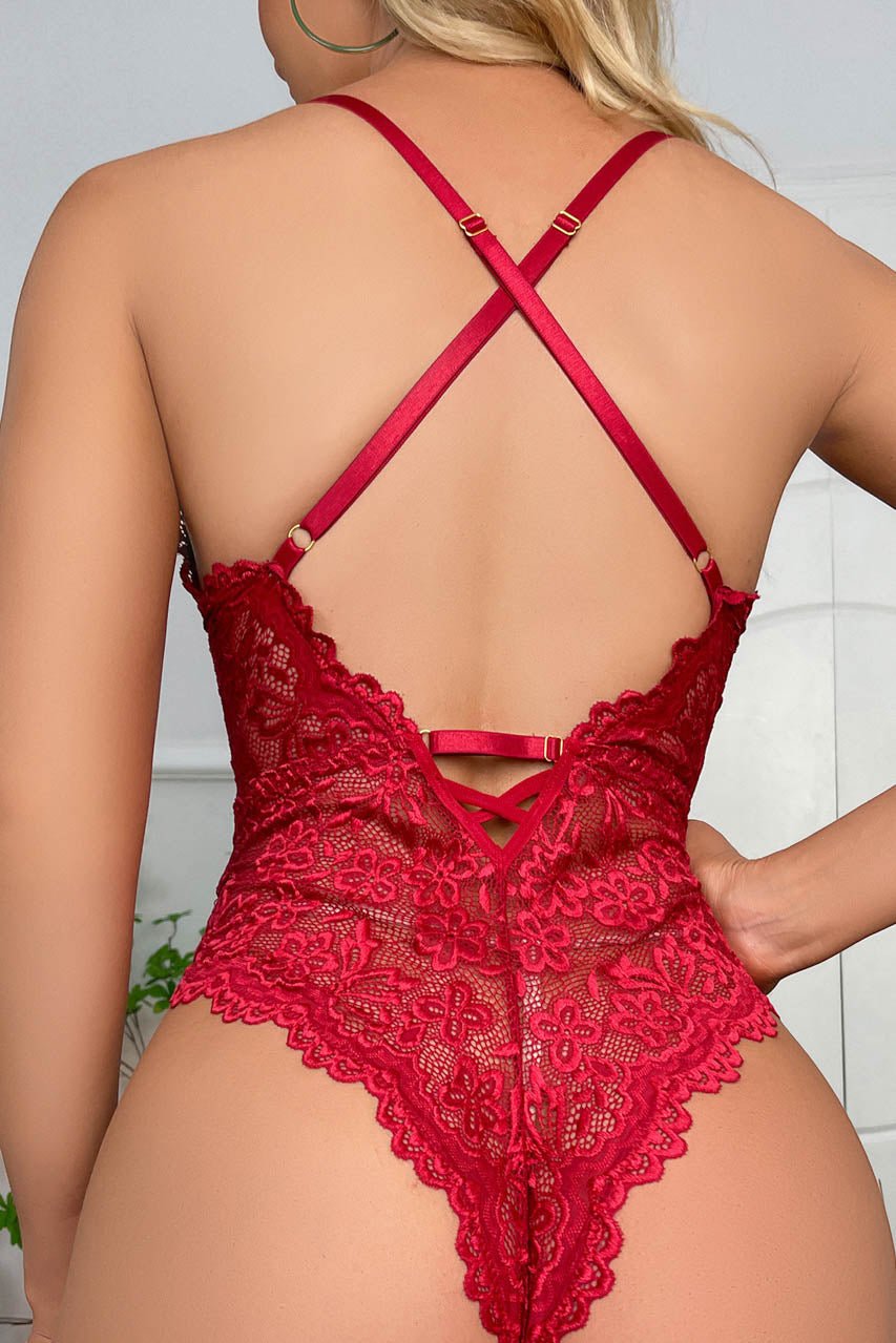 Scalloped Lace Cut Out Lingerie Teddy - Luzilly Bridal & Apparel